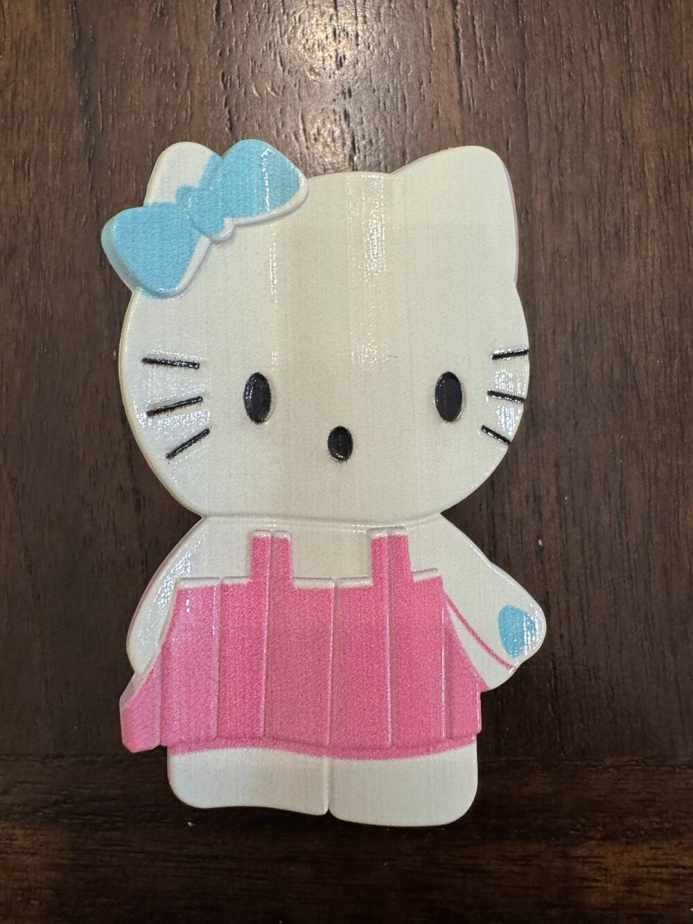 Large Hello Kitty hair clip claw  with pink dress and blue bow